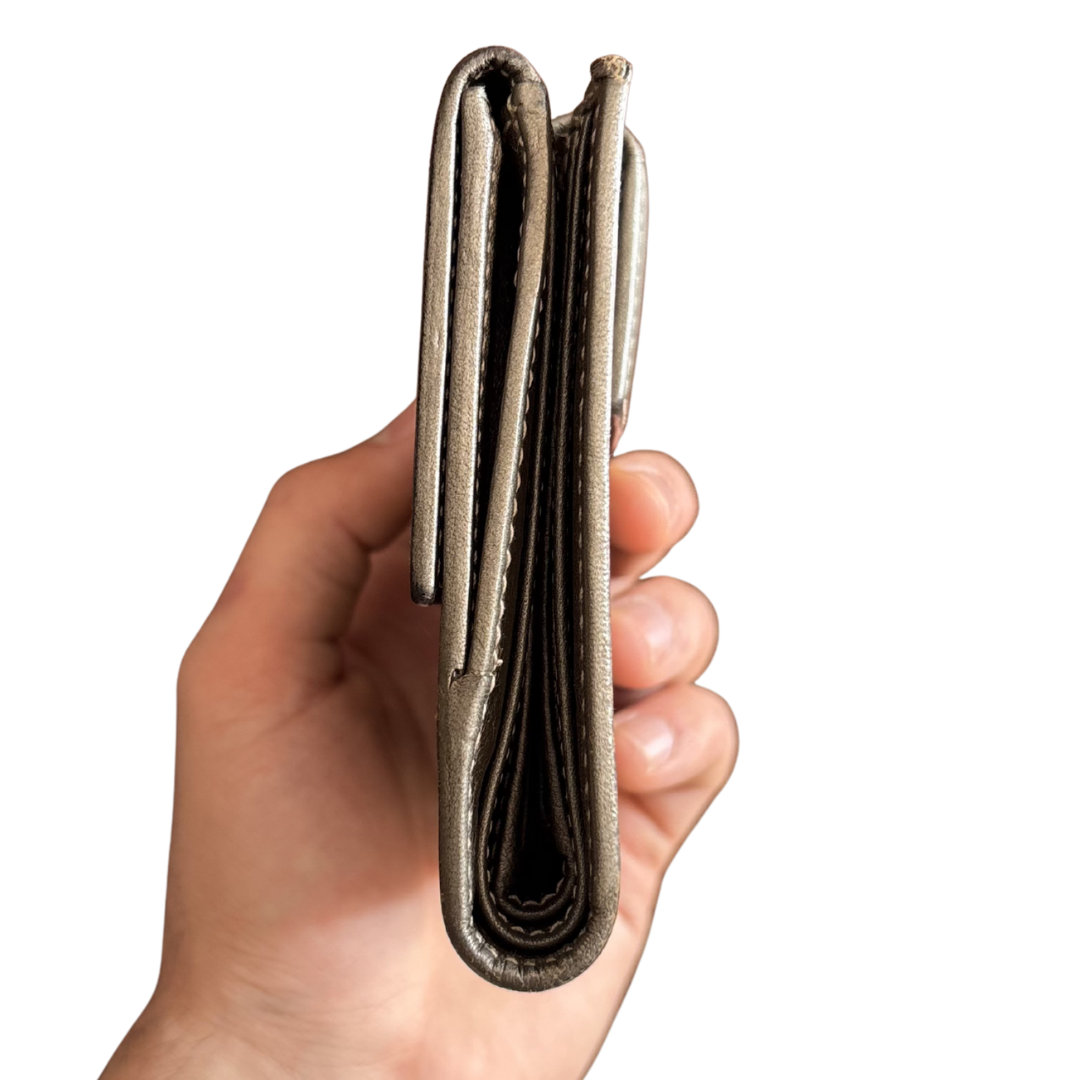 Gucci Silver GG Imprime Canvas French Wallet