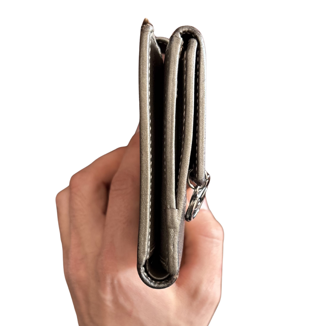Gucci Silver GG Imprime Canvas French Wallet