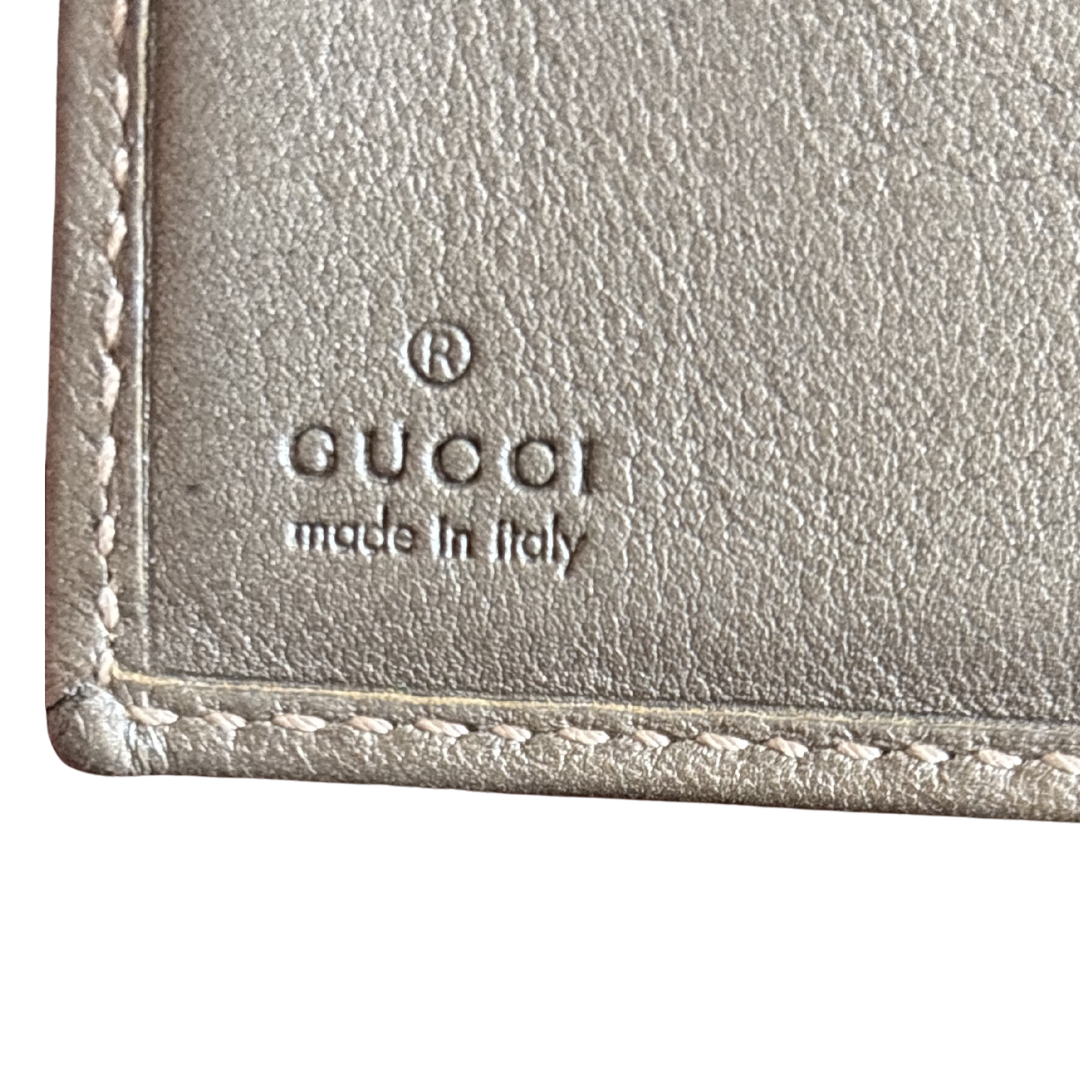 Gucci Silver GG Imprime Canvas French Wallet